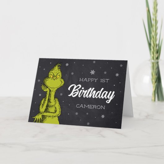 Grinch Schoolbord Verjaardag Kaart (Voorkant)