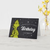 Grinch Schoolbord Verjaardag Kaart (Gele Bloem)