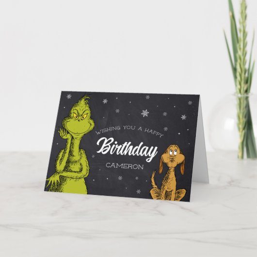 Grinch Schoolbord Verjaardag Kaart (Voorkant)