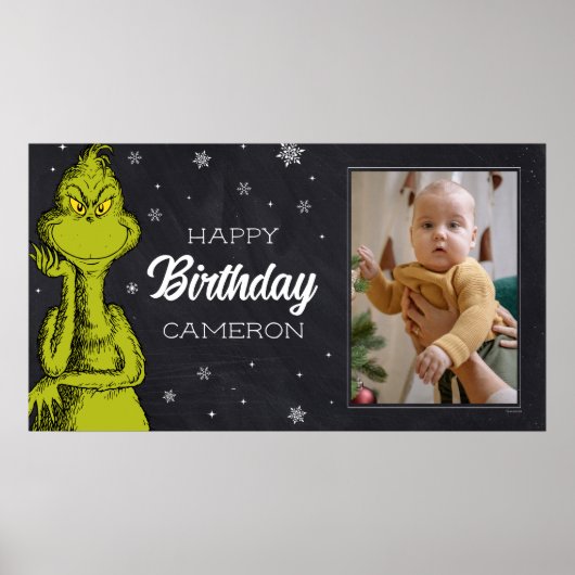 Grinch Schoolbord Verjaardag Poster (Voorkant)