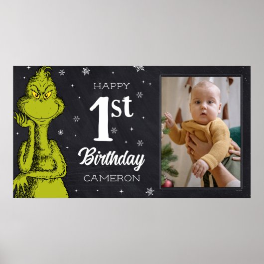 Grinch Schoolbord Verjaardag Poster (Voorkant)