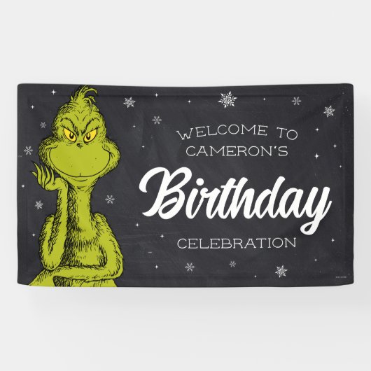 Grinch Schoolbord Verjaardag Spandoek (Horizontaal)