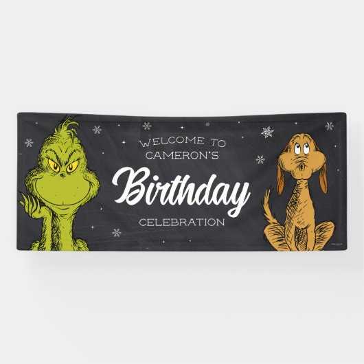 Grinch Schoolbord Verjaardag Spandoek (Horizontaal)