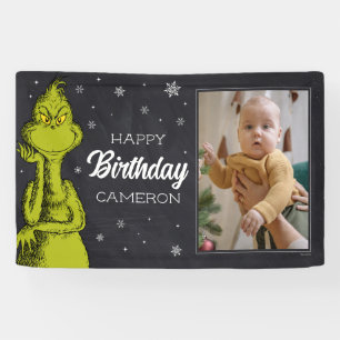 Grinch Schoolbord Verjaardag Spandoek