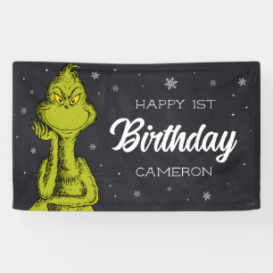 Grinch Schoolbord Verjaardag Spandoek