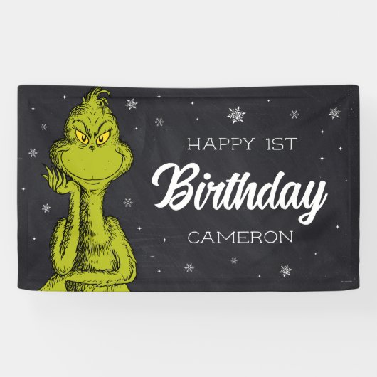 Grinch Schoolbord Verjaardag Spandoek (Horizontaal)
