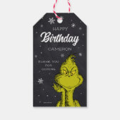 Grinch Schoolbord Verjaardagsfavoriet Cadeaulabel (Achterkant)