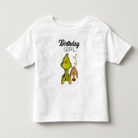 Grinch Schoolbord Verjaardagsmeisje Kinder Shirts (Voorkant)