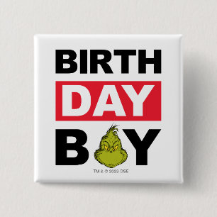 Grinch Sneeuwvlok Verjaardags Jongen Vierkante Button 5,1 Cm