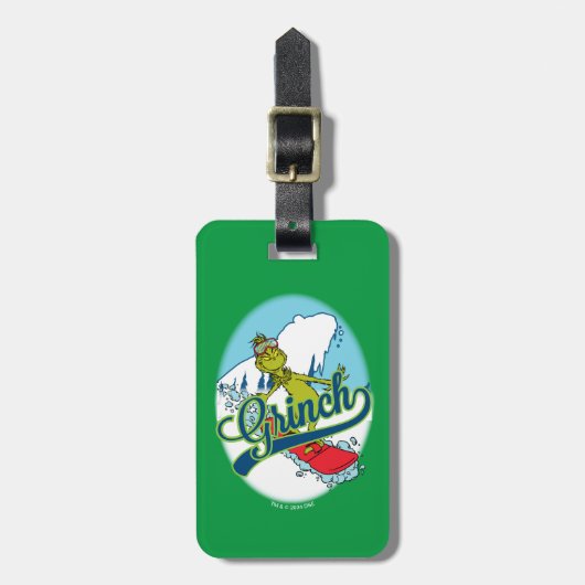 Grinch Snowboarden Bagagelabel (Voorkant verticaal)