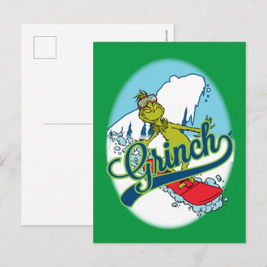 Grinch Snowboarden Briefkaart (Voorkant / Achterkant)