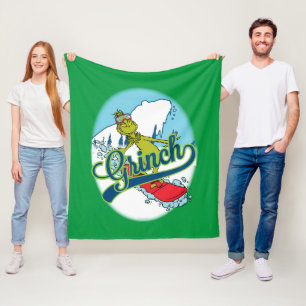 Grinch Snowboarden Fleece Deken