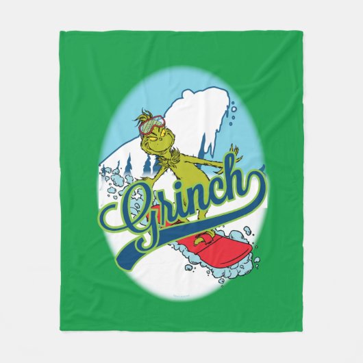 Grinch Snowboarden Fleece Deken (Voorkant)