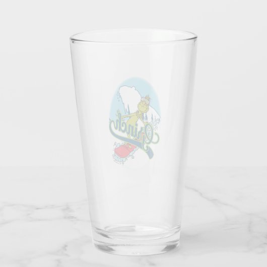 Grinch Snowboarden Glas (Achterkant)