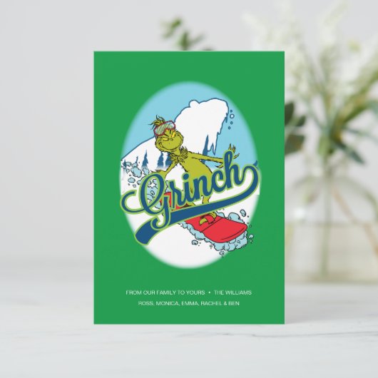 Grinch Snowboarden Kaart (Staand voorkant)