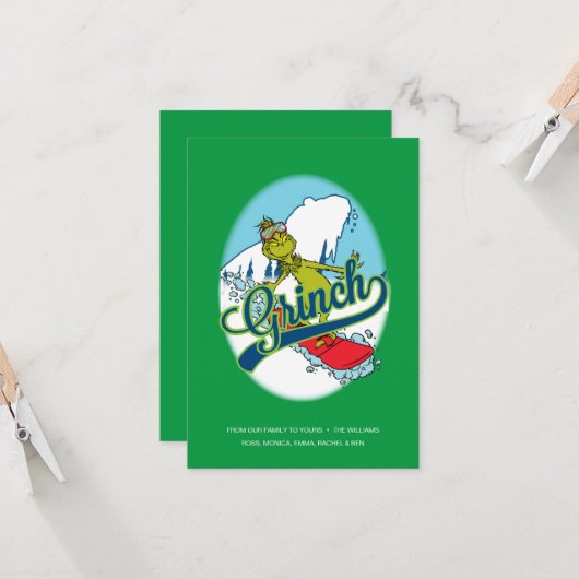 Grinch Snowboarden Kaart (Voorkant / Achterkant in situ)