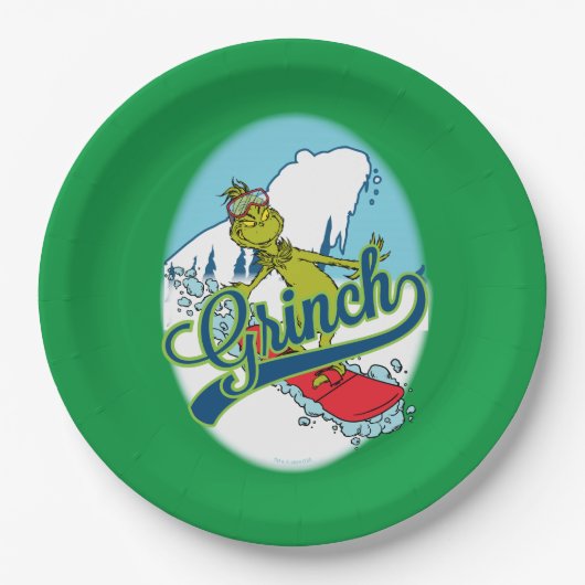Grinch Snowboarden Papieren Bordje (Voorkant)