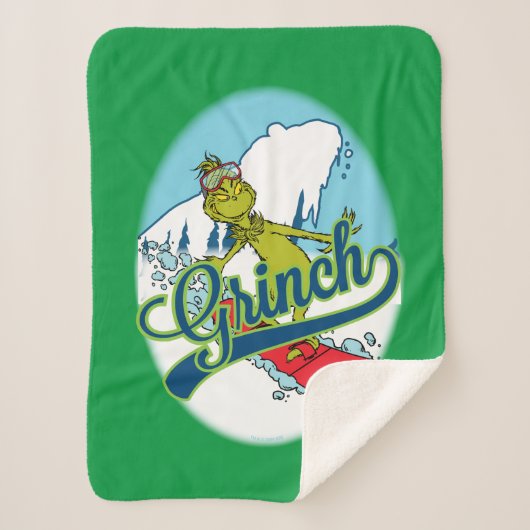Grinch Snowboarden Sherpa Deken (Voorkant)