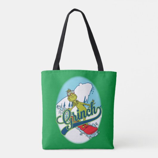 Grinch Snowboarden Tote Bag (Achterkant)