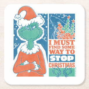 Grinch   Stop Kerstmis Vintage Grafiek Kartonnen Onderzetters