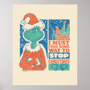 Grinch Stop Kerstmis Vintage Grafiek Poster