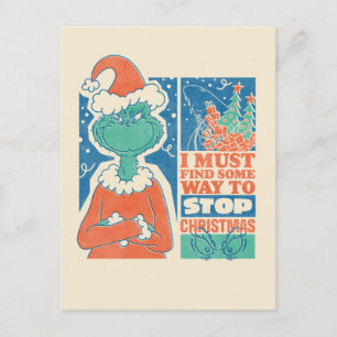 Grinch Stop Kerstmis Vintage Grafisch Briefkaart