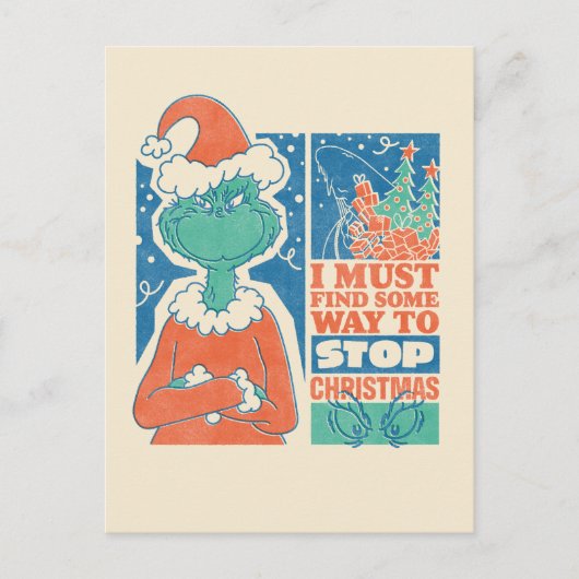 Grinch | Stop Kerstmis Vintage Grafisch Briefkaart (Voorkant)