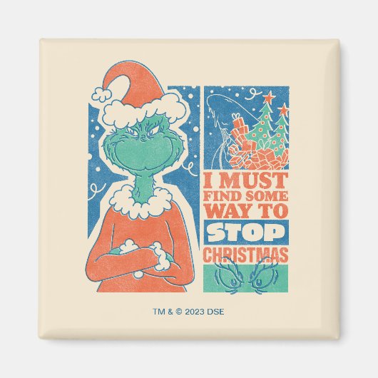 Grinch | Stop Kerstmis Vintage Grafisch Magneet (Voorkant)