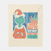Grinch | Stop Kerstmis Vintage Grafisch Ontwerp Fleece Deken (Voorkant)