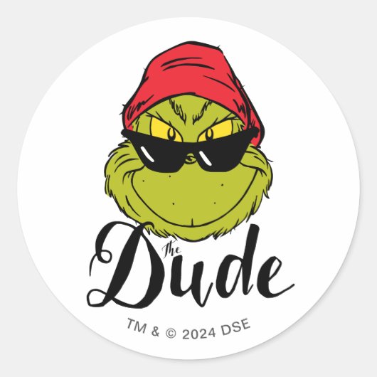 Grinch | The dude Ronde Sticker (Voorkant)