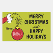 Grinch | Van Kerstcadeautag Rechthoekige Sticker (Voorkant)