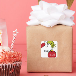 Grinch Van verjaardags kerstcadeau label
