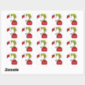 Grinch | Voor verjaardags kerstcadeau kaartje Vierkante Sticker (Vel)