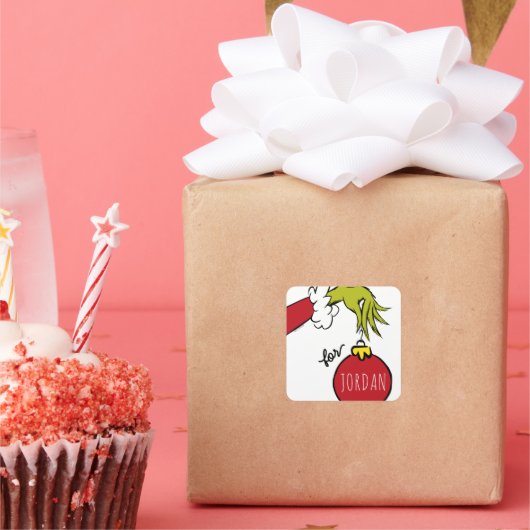 Grinch | Voor verjaardags kerstcadeau kaartje Vierkante Sticker (Feest)