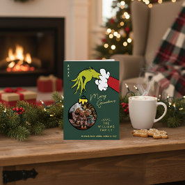 Grinch Zalig Kerstmis Familie Foto Kerstmis Folie Feestdagenkaart