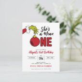 Grinch Ze is een Gemeen Mens 1e Verjaardag Briefkaart (Staand voorkant)