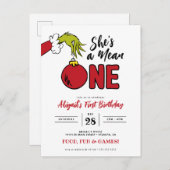 Grinch Ze is een Gemeen Mens 1e Verjaardag Briefkaart (Voorkant / Achterkant)