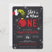 Grinch Ze is een gemene Chalkboard 1e verjaardag (Voorkant)