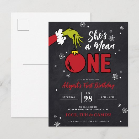 Grinch Ze is een Kreng 1e Verjaardag Briefkaart (Voorkant / Achterkant)