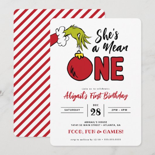 Grinch Ze is een Mean One 1e Verjaardag (Voorkant / Achterkant)