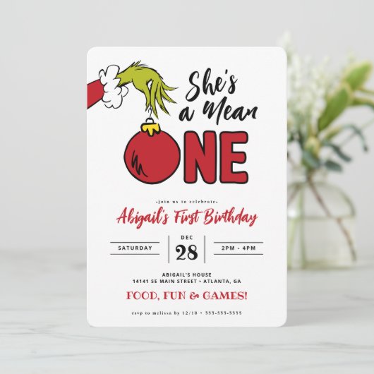 Grinch Ze is een Mean One 1e Verjaardag (Staand voorkant)