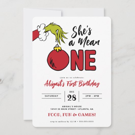 Grinch Ze is een Mean One 1e Verjaardag (Voorkant)