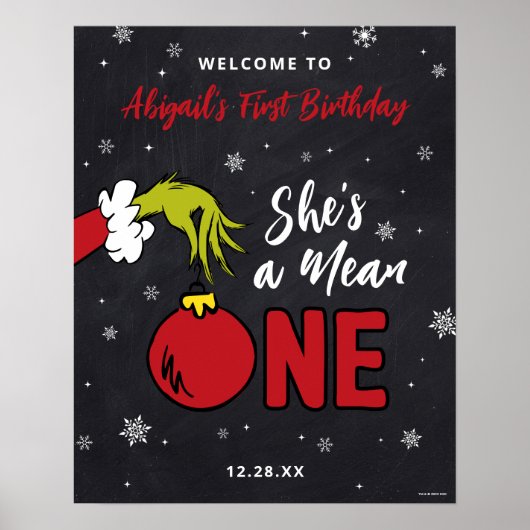Grinch Ze is een Mean One 1e Verjaardag Poster (Voorkant)