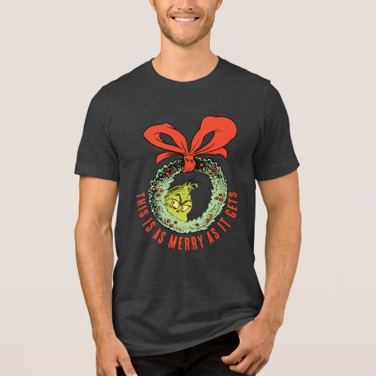 Grinch | Zo Blij Als Nu Het Is Tri-Blend Shirt (Voorkant)