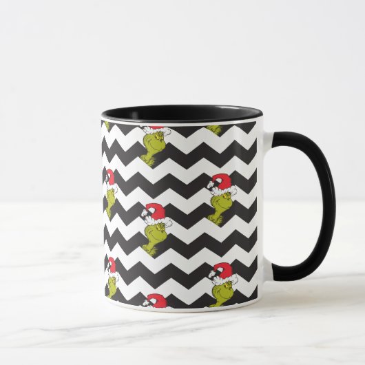 Grinch | Zwart & Wit Vrijdag Chevron Patroon Mok (Rechts)