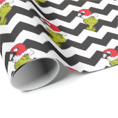 Grinch | Zwart & Wit Vrolijke Chevron Patroon Cadeaupapier (Rol Hoek)