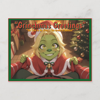 Grinchmas-groeten – Cute Anime Vakantieansichtkaar Feestdagenkaart