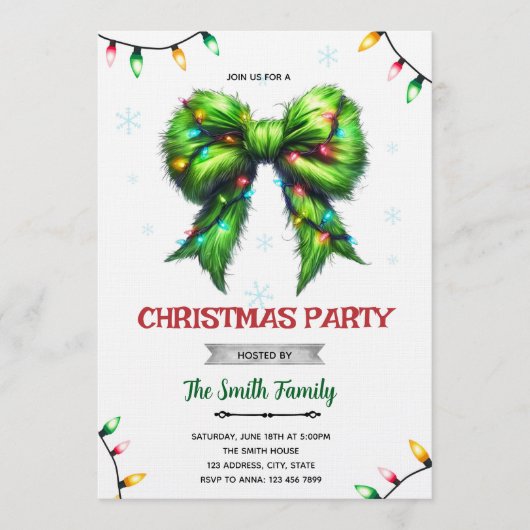 Grinchmas Holiday Party Invitation Kaart (Voorkant)
