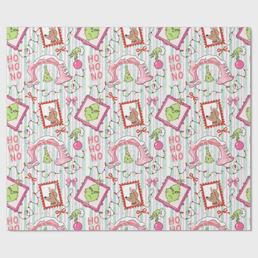 Grinchmas in Who-ville pink and green wrapping pap Cadeaupapier (Vlak)
