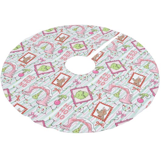 Grinchmas in Who-ville pink and green wrapping pap Kerstboom Rok (Gekanteld)